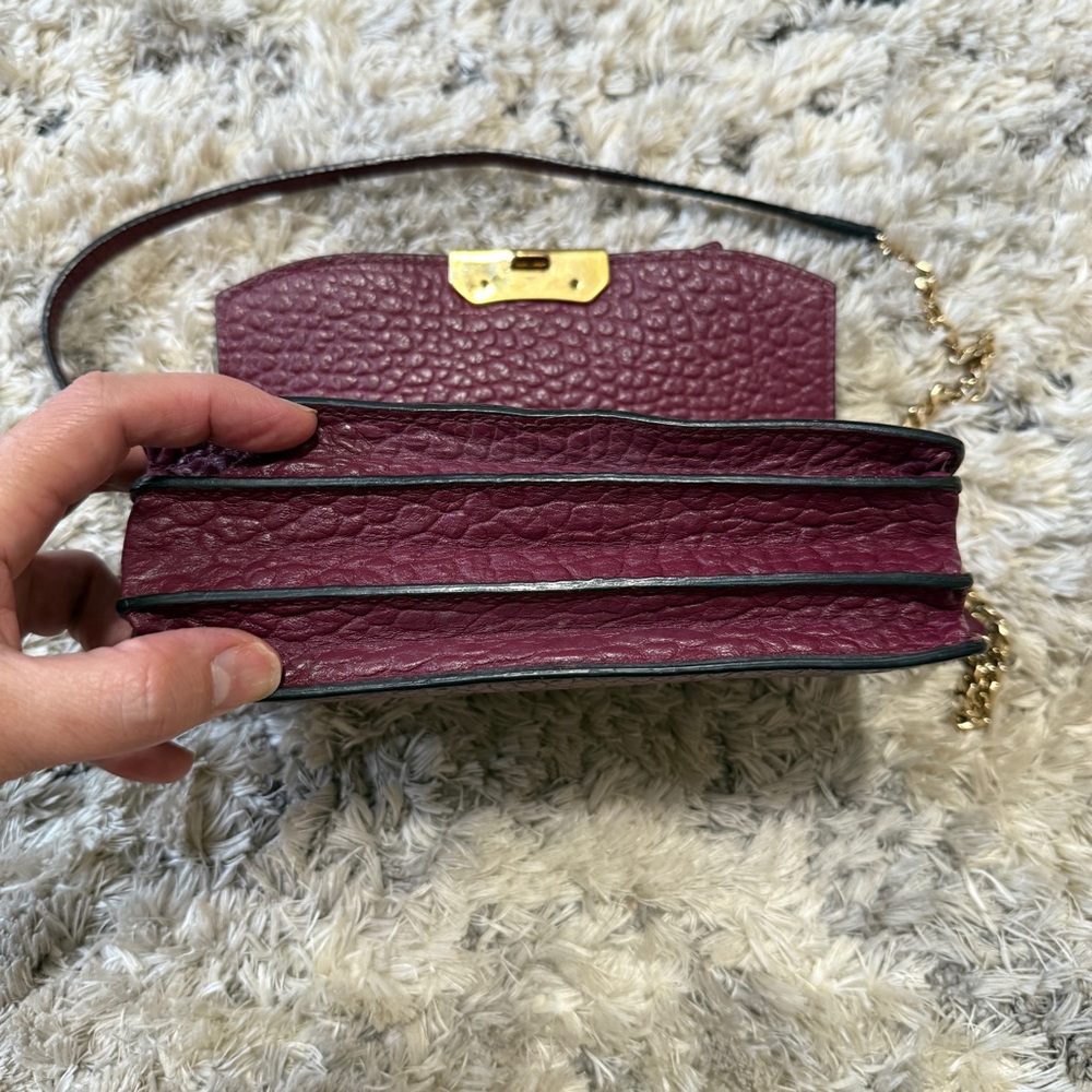 BURBERRY Burgundy Signature Grain Leather Madison Wallet On Chain Bag - Picture 5 of 14
